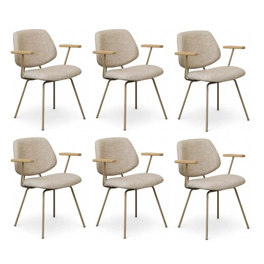 6er Set Esszimmerstühle mit Armlehne Sofia - Beige - FURNHOUSE
