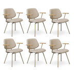 6er Set Esszimmerstühle mit Armlehne Sofia, Stoff Beige
