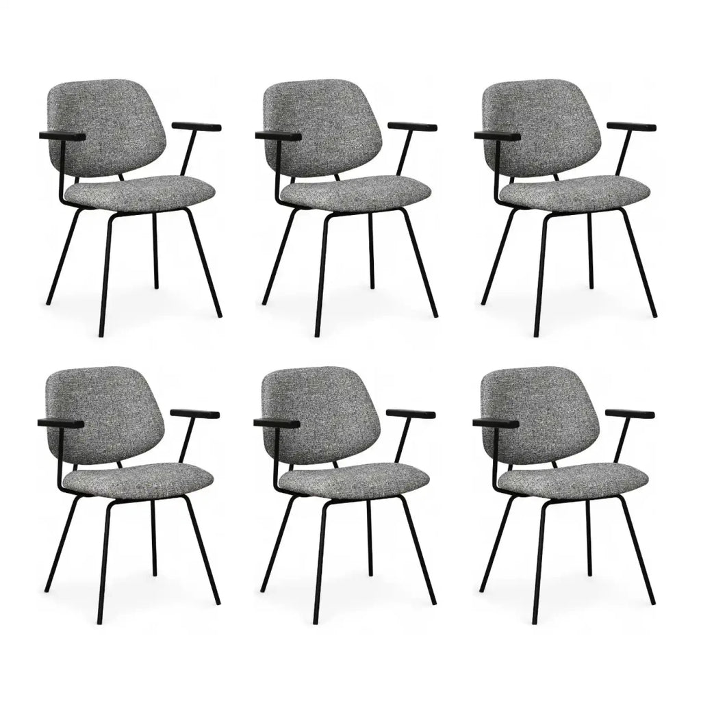 6er Set Esszimmerstühle mit Armlehne Sofia - Grau - FURNHOUSE