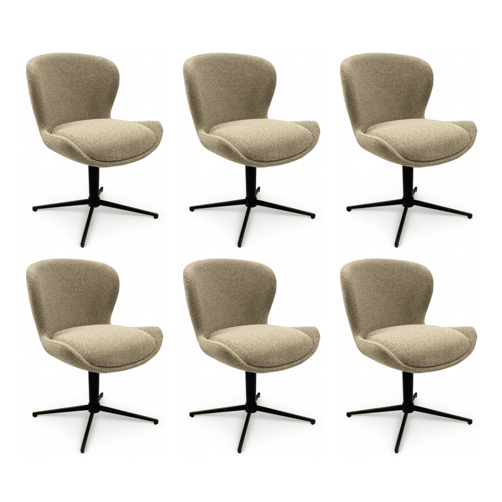 6er Set Esszimmerstühle Nicklas - Drehbar - Beige - FURNHOUSE