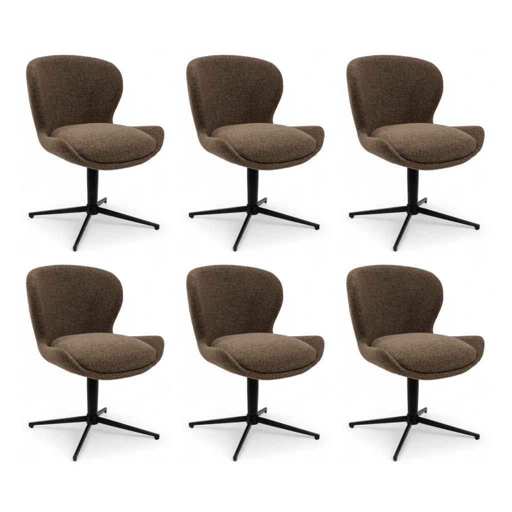 6er Set Esszimmerstühle Nicklas - Drehbar - Braun - FURNHOUSE