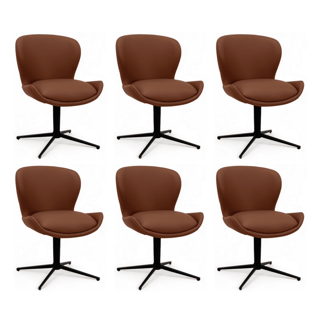 6er Set Esszimmerstühle Nicklas - Drehbar - Dunkelbraun - FURNHOUSE