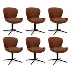6er Set Esszimmerstühle Nicklas, drehbar, Echtleder Dunkelbraun