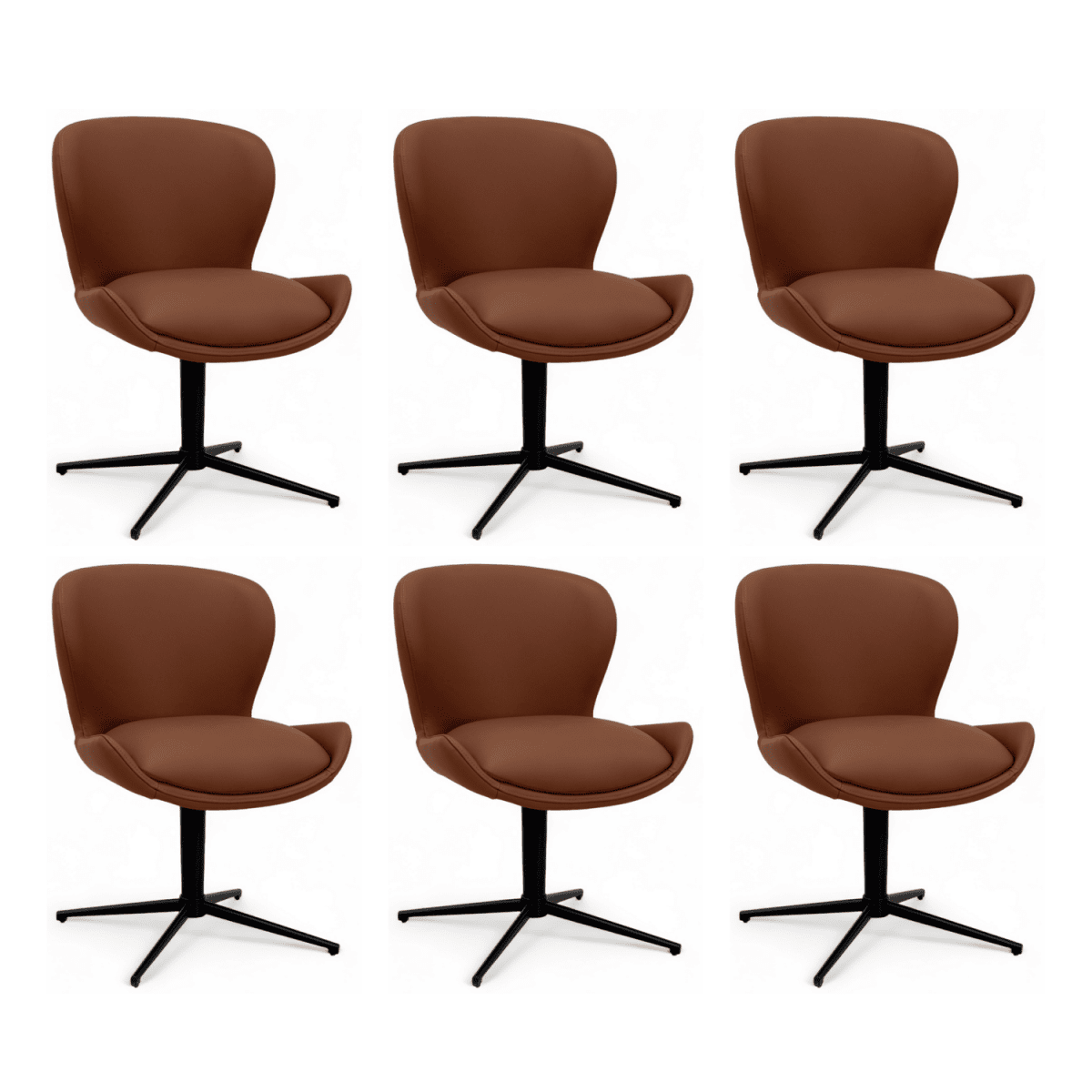 6er Set Esszimmerstühle Nicklas - Drehbar - Dunkelbraun - FURNHOUSE