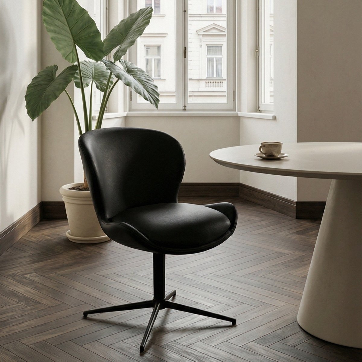 6er Set Esszimmerstühle Nicklas - Drehbar - Schwarz - FURNHOUSE