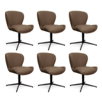 6er Set Esszimmerstühle Nicklas, drehbar, Echtleder Taupe