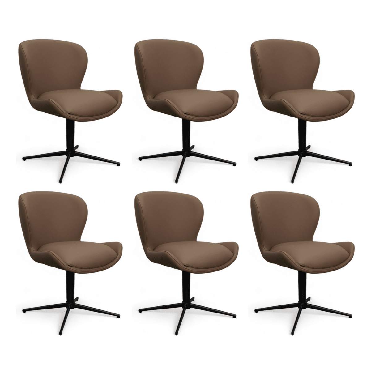 6er Set Esszimmerstühle Nicklas - Drehbar - Taupe - FURNHOUSE