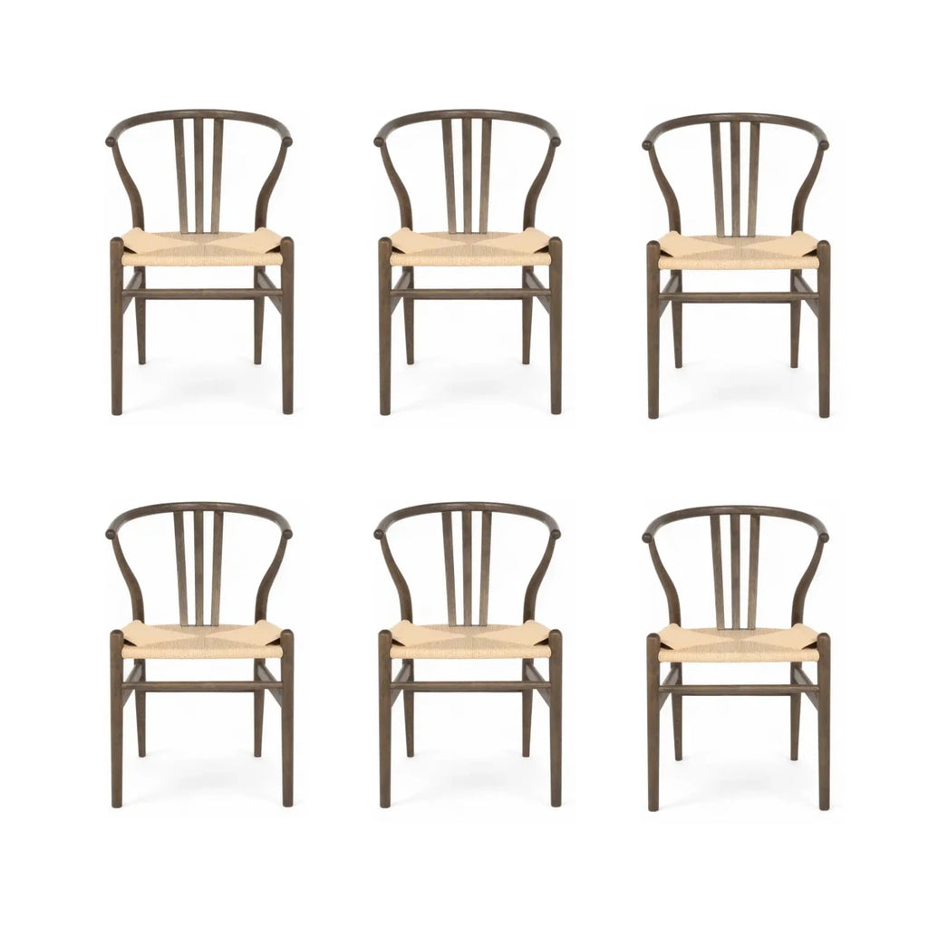 6er Set Esszimmerstühle Nikoline mit Geflechtsitz - Räuchereiche - FURNHOUSE