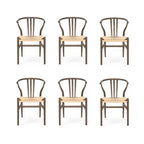 6er Set Esszimmerstühle Nicoline, Räuchereiche mit Sitz aus Papiergarn