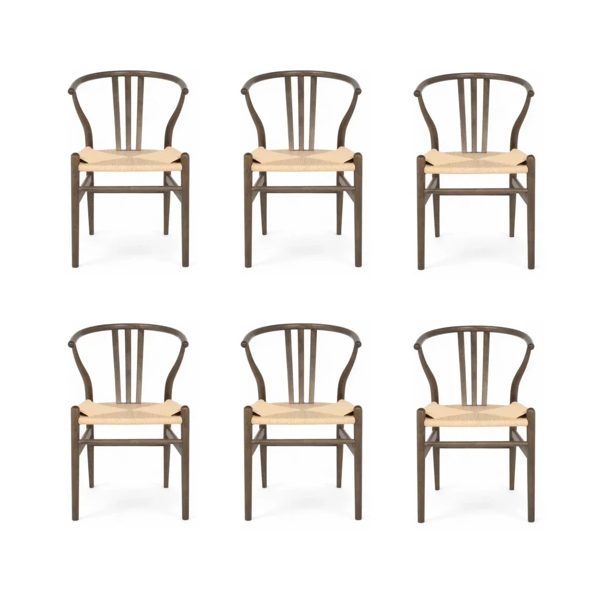 6er Set Esszimmerstühle Nikoline mit Geflechtsitz - Räuchereiche - FURNHOUSE