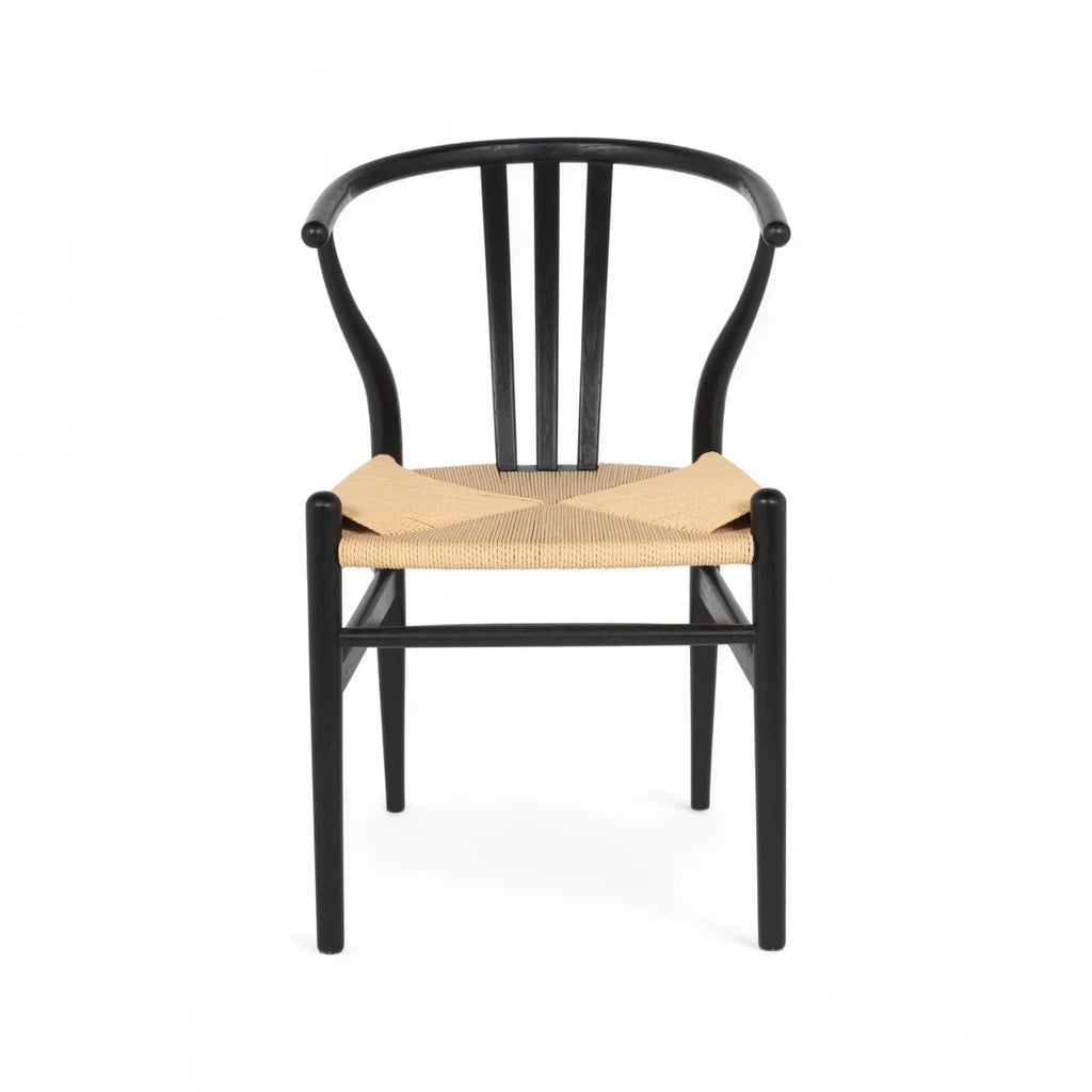 6er Set Esszimmerstühle Nikoline mit Geflechtsitz - Schwarz - FURNHOUSE