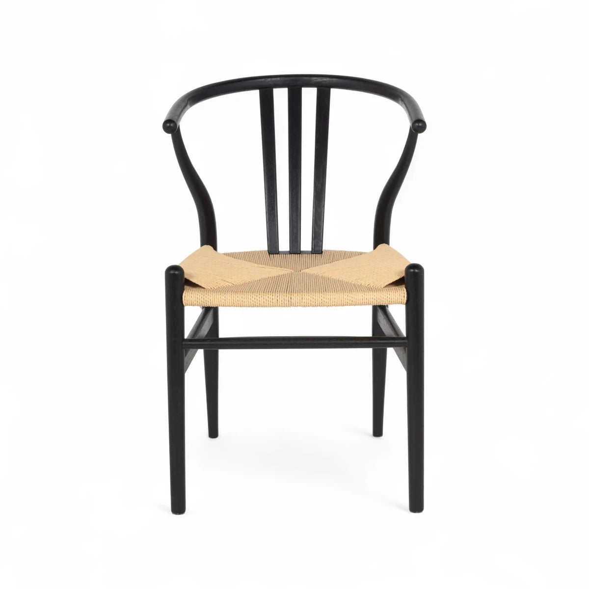 4er Set Esszimmerstühle Nikoline mit Geflechtsitz - Schwarz - FURNHOUSE