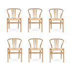 6er Set Esszimmerstühle Nicoline, Wildeiche mit Sitz aus Papiergarn