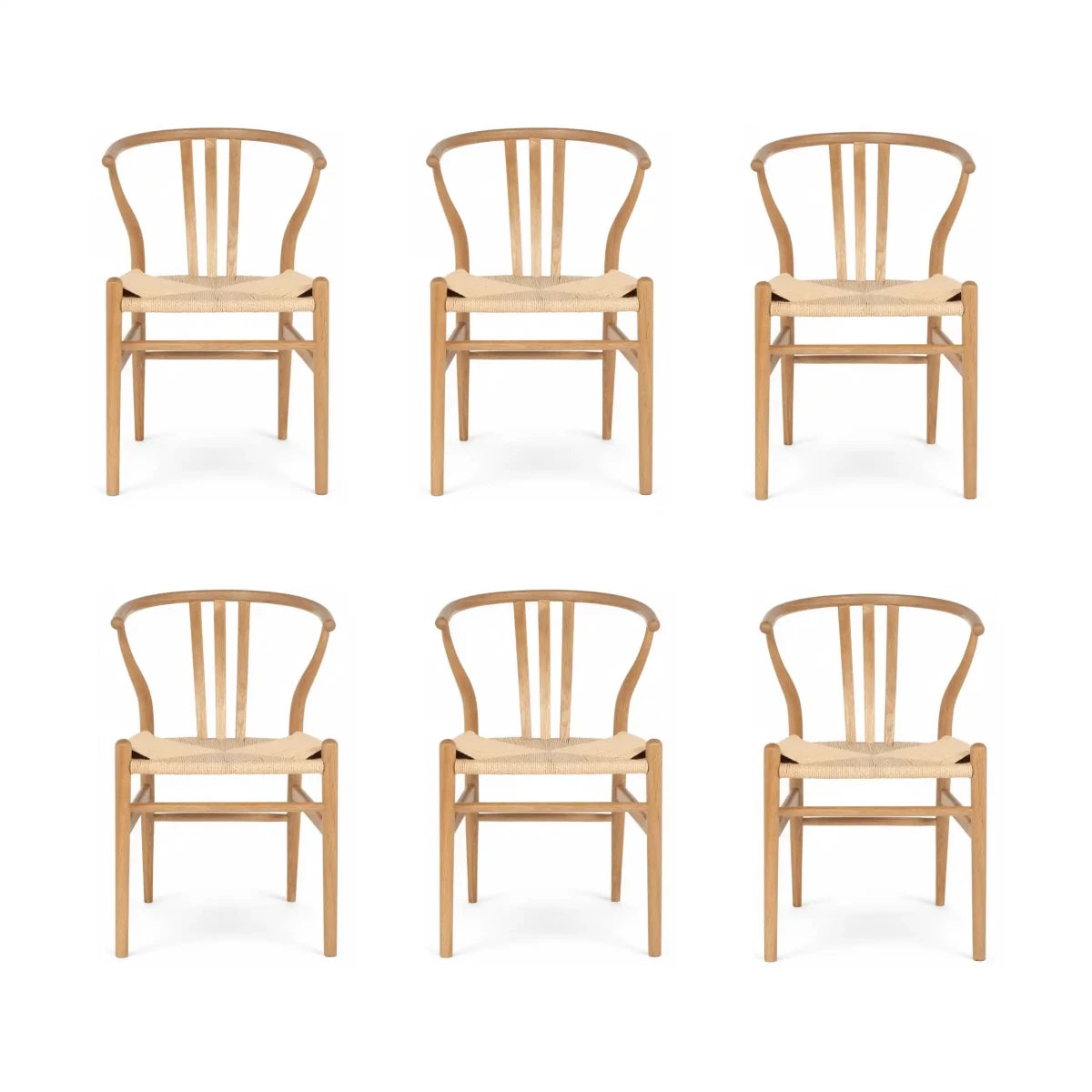 6er Set Esszimmerstühle Nikoline mit Geflechtsitz - Wildeiche - FURNHOUSE