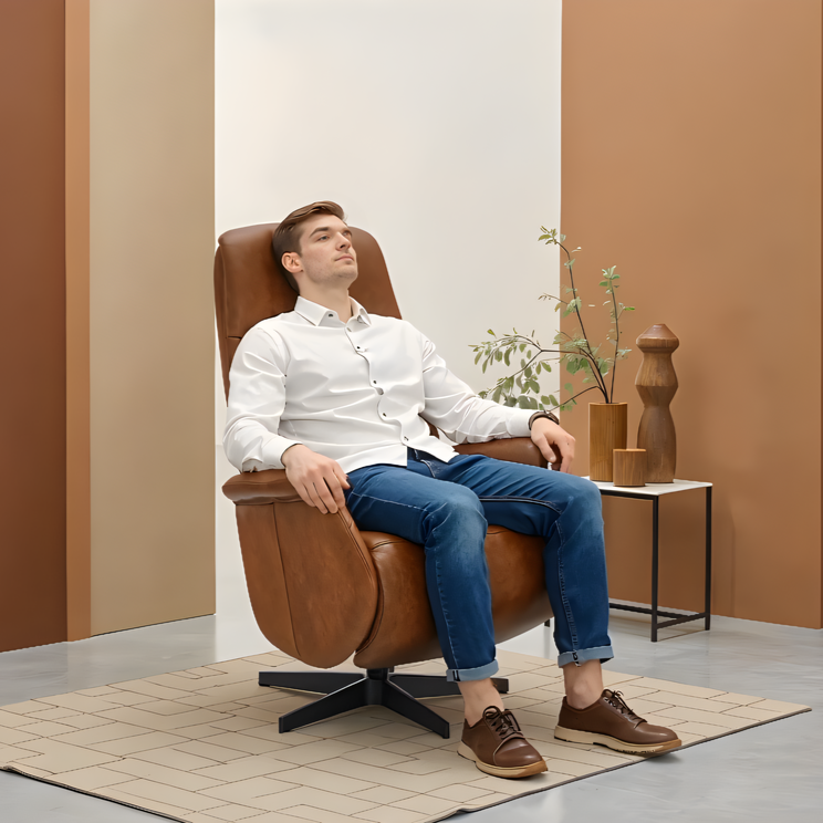 Delta Manueller Relaxsessel - Echtleder Cognac Braun