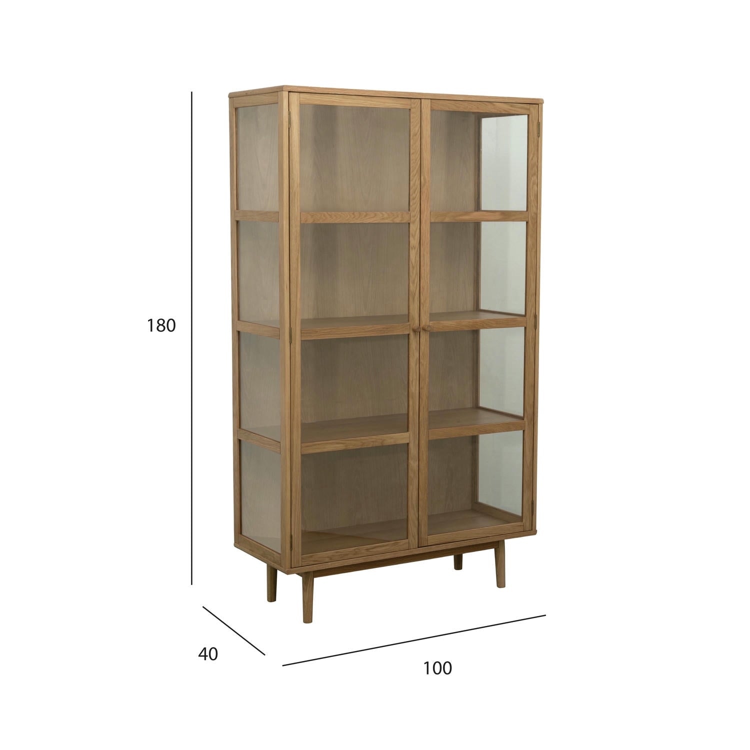 Svendborg Vitrine mit Glastüren - 100 cm breit - Wildeiche Natur