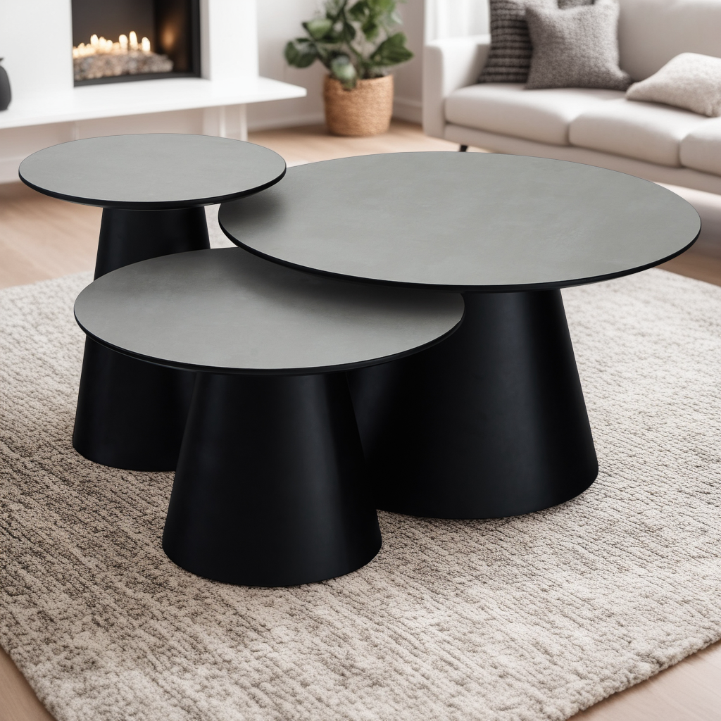 Runder Couchtisch mit Säulenfuß Tango Hellgrau Marmoroptik ø60x40 cm - FURNHOUSE