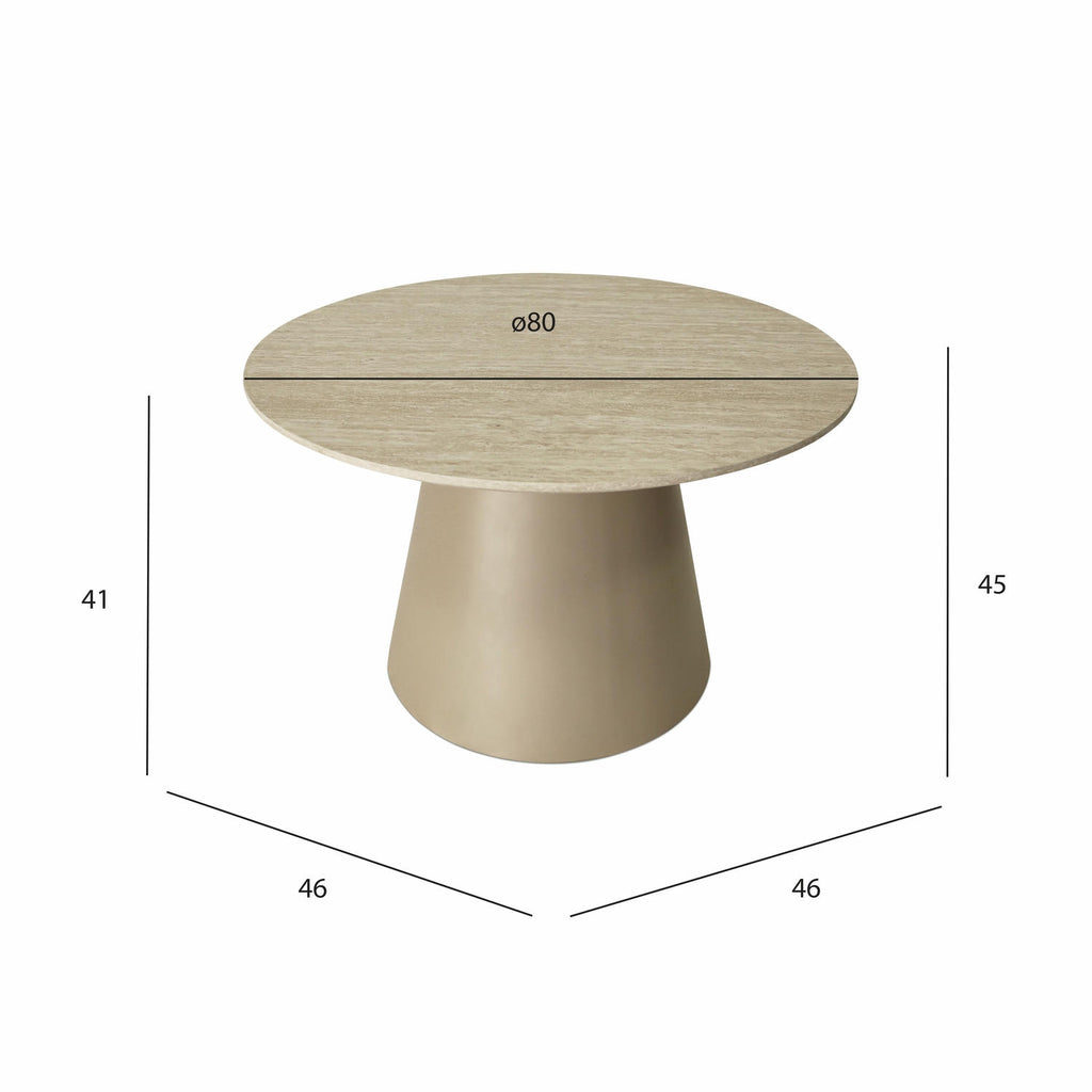 Tango Couchtisch Rund ø80 cm - Travertine-Optik Beige