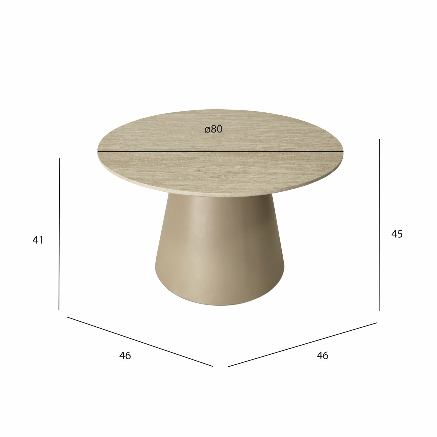 Tango Couchtisch Rund ø80 cm - Travertine-Optik Beige