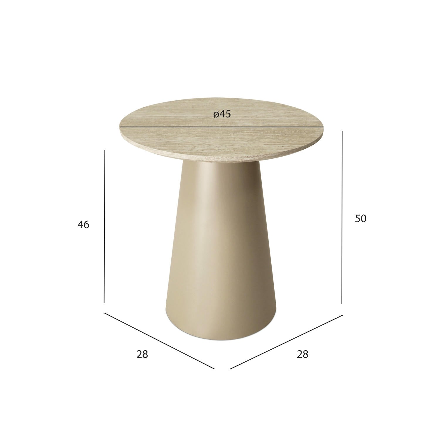Tango Couchtisch Rund ø45 cm - Travertine-Optik Beige