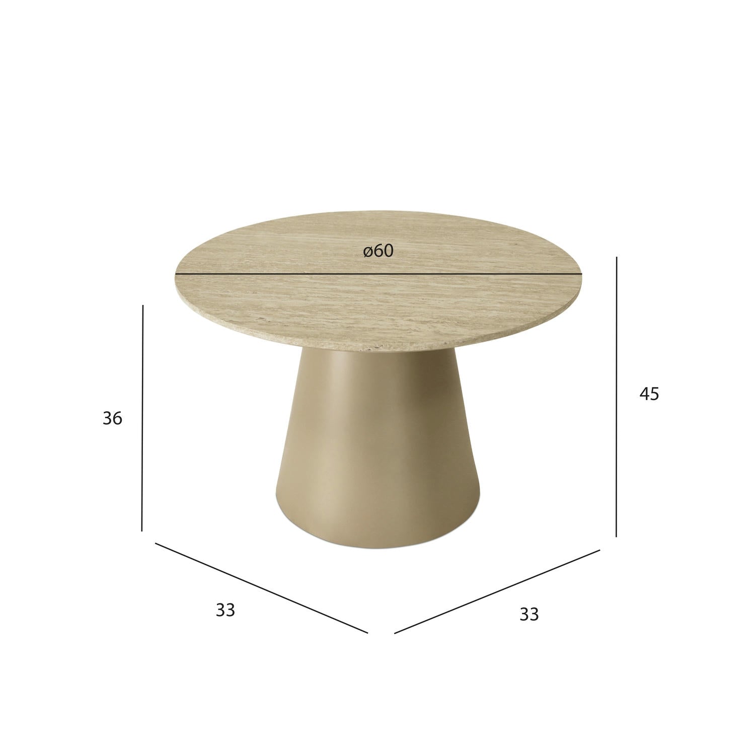 Tango Couchtisch Rund ø60 cm - Travertine-Optik Beige