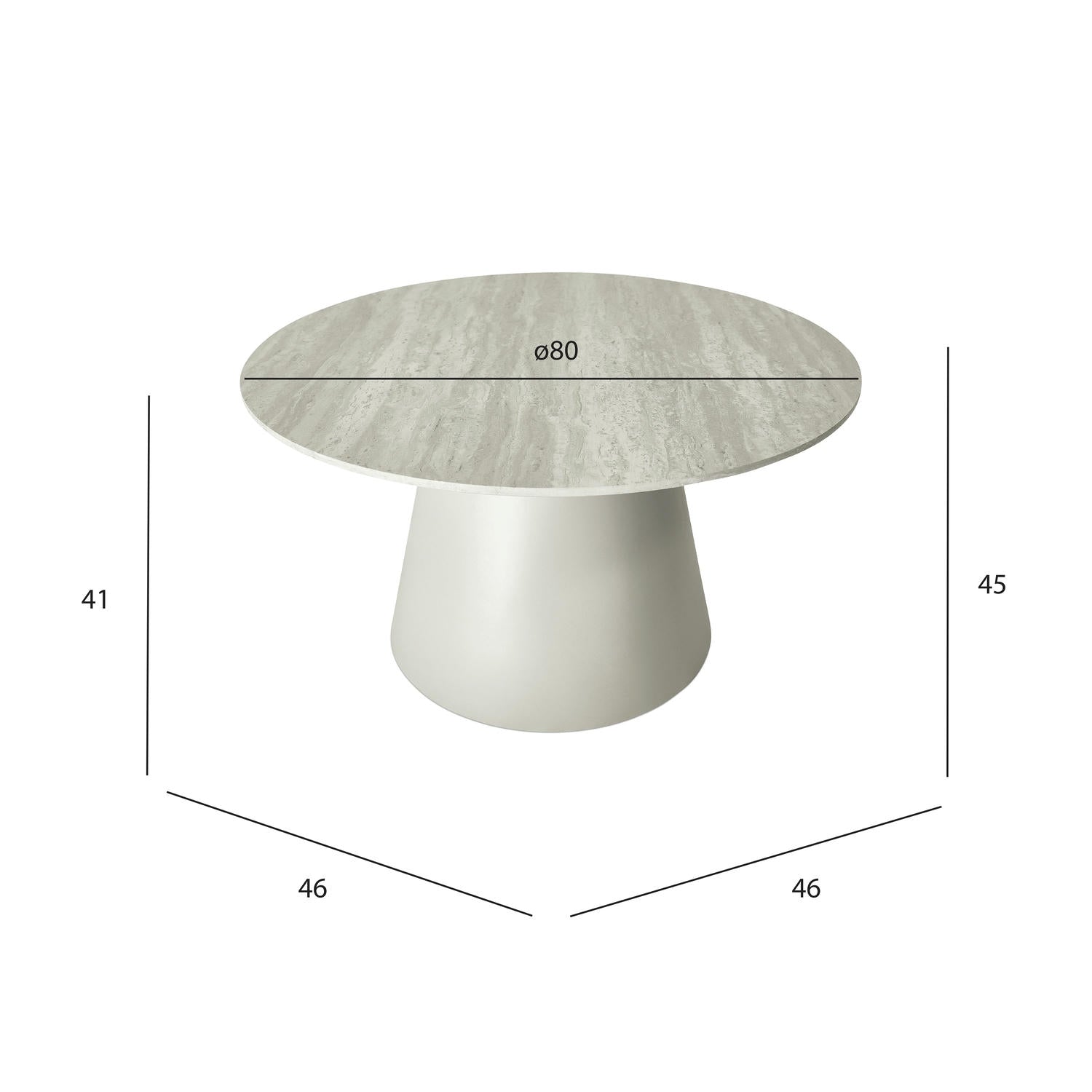 Tango Couchtisch Rund ø80 cm - Travertine-Optik Grau