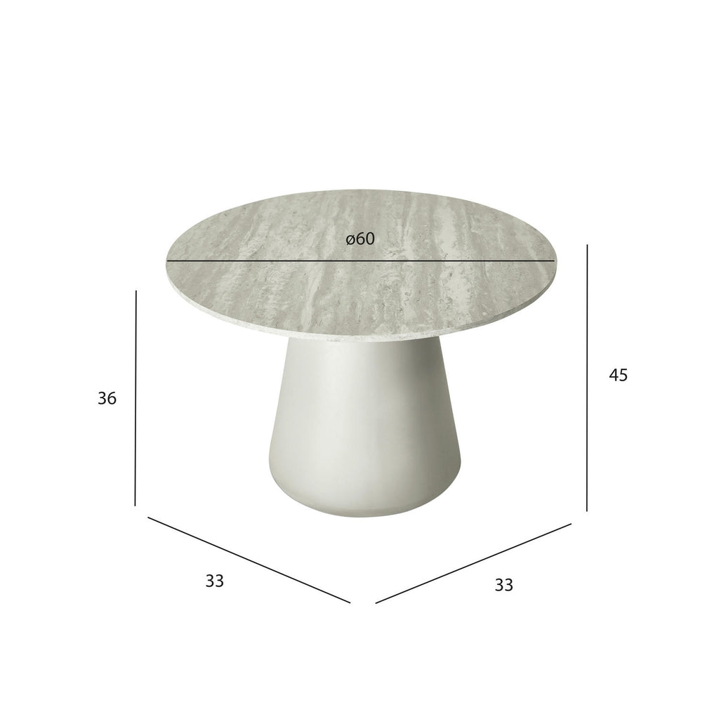 Tango Couchtisch Rund ø60 cm - Travertine-Optik Grau