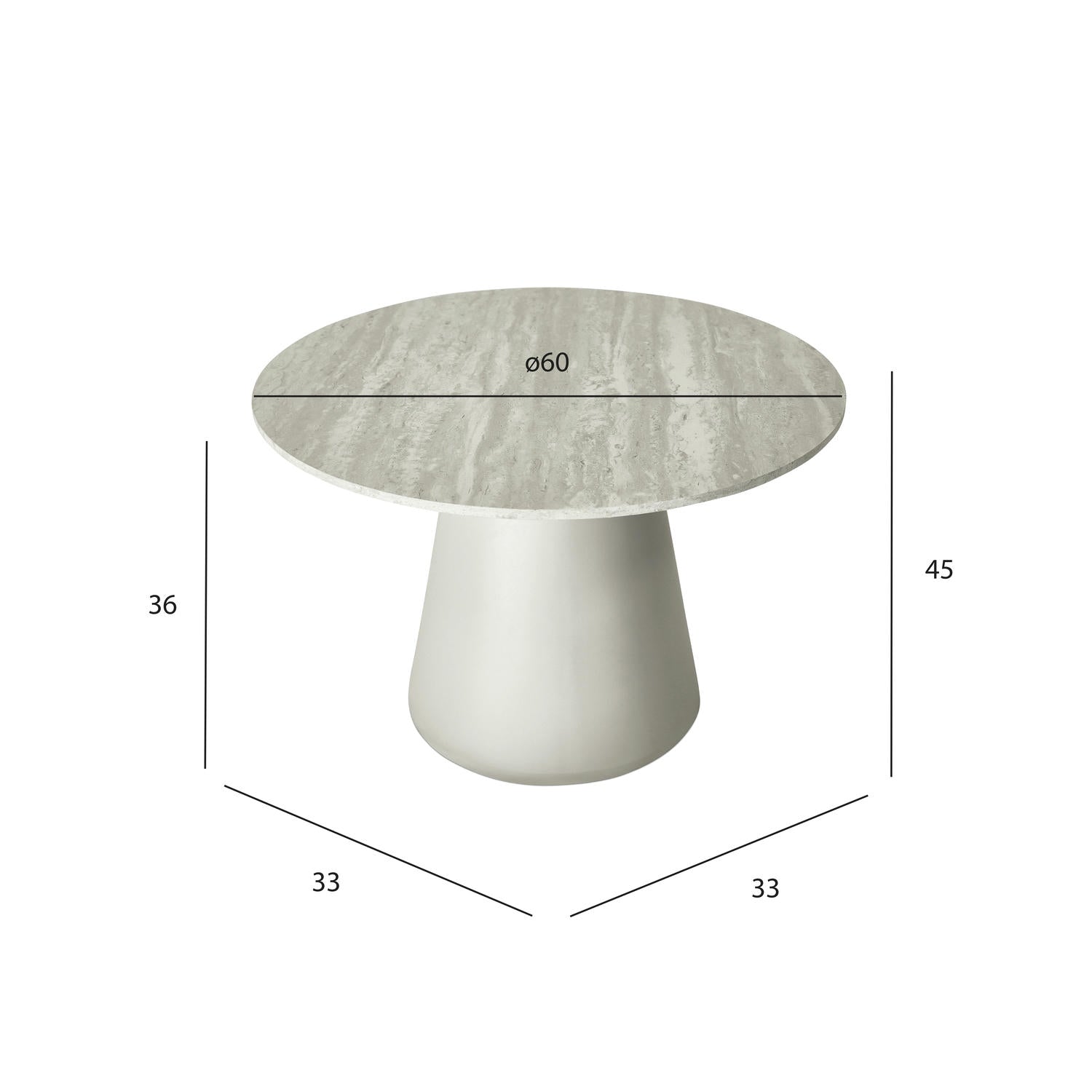 Tango Couchtisch Rund ø60 cm - Travertine-Optik Grau