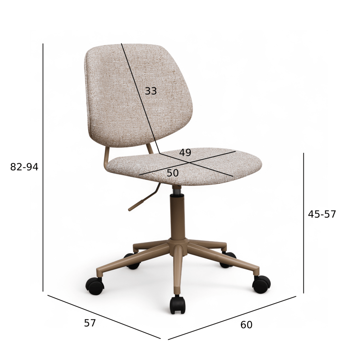 Vinsetto Bürostuhl – Höhenverstellbar, Beige, Schaumstoff/Leinen, Für Home-Office