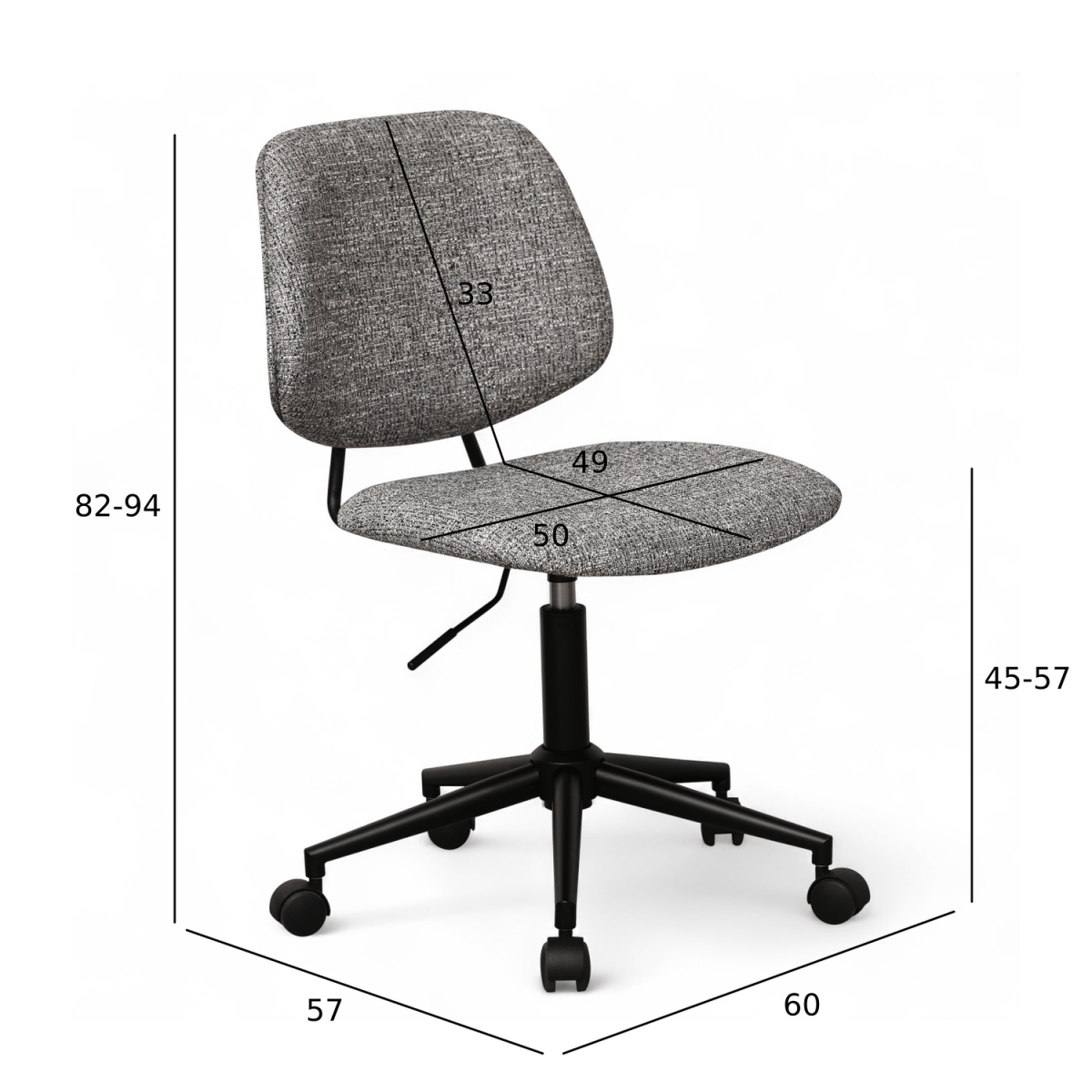 Alto Bürostuhl - Bouclé-Stoff Grau - FURNHOUSE