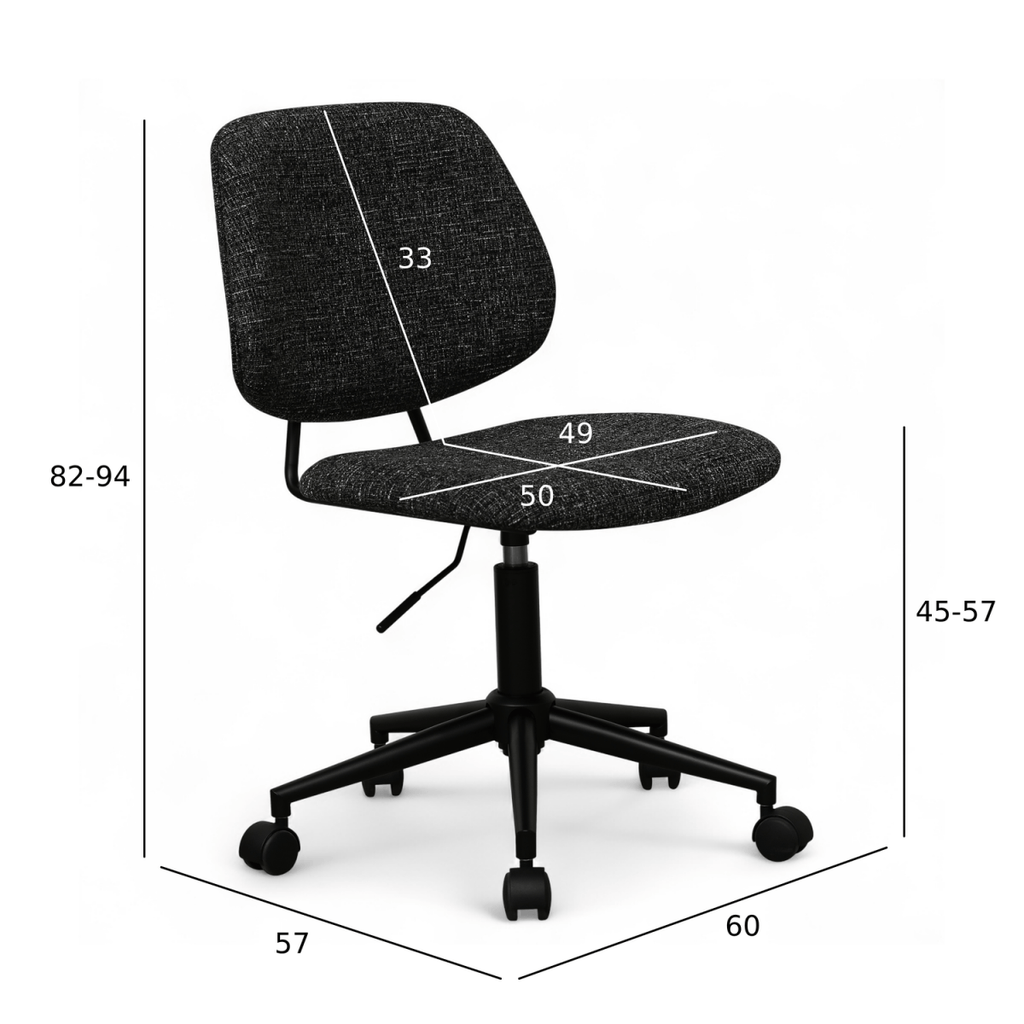 Alto Bürostuhl - Bouclé-Stoff Schwarz - FURNHOUSE