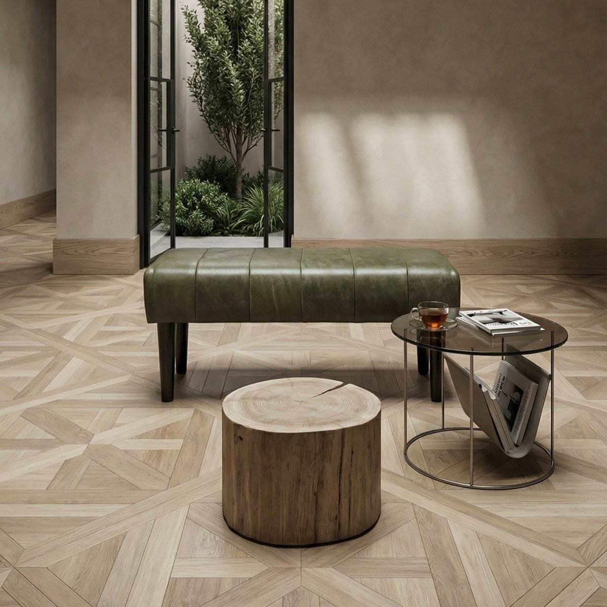 Athea Sitzbank 92 cm - Olivgrün - FURNHOUSE