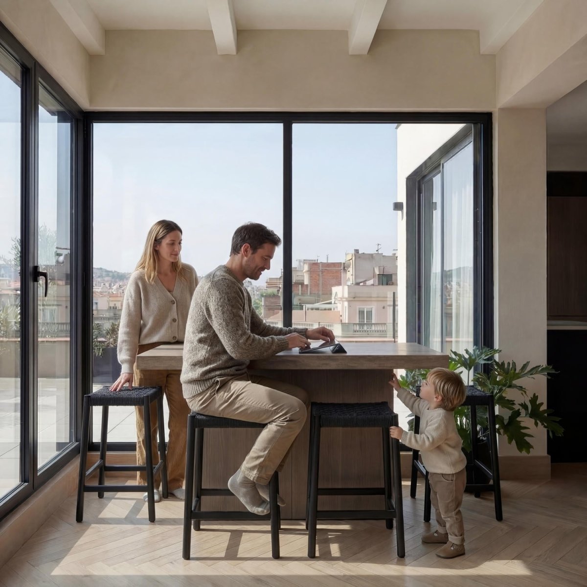 Barhocker Ida mit Geflechtsitz - Schwarz/Schwarz - FURNHOUSE