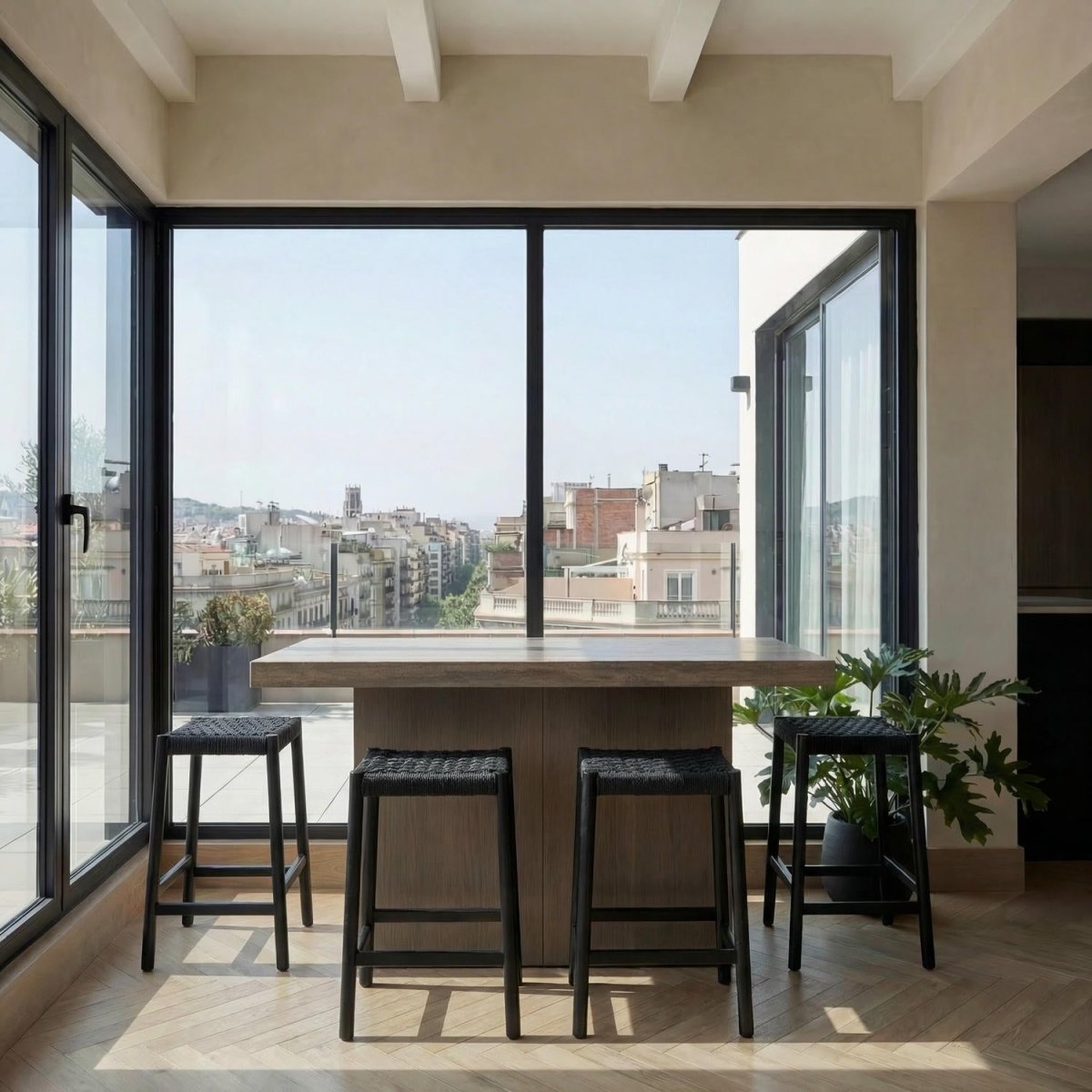 Barhocker Ida mit Geflechtsitz - Schwarz/Schwarz - FURNHOUSE