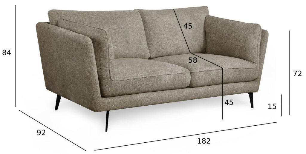 Bari 2-Sitzer Sofa - Stoffbezug Beige - FURNHOUSE