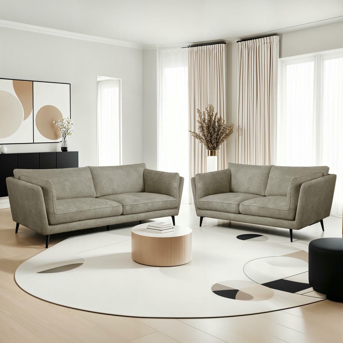 Bari 3-Sitzer Sofa - Stoffbezug Beige - FURNHOUSE
