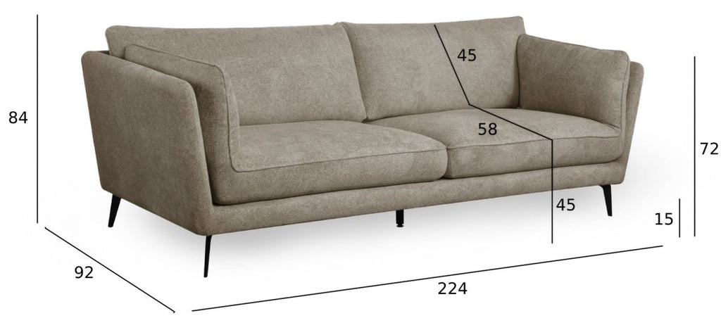 Bari 3-Sitzer Sofa - Stoffbezug Beige - FURNHOUSE