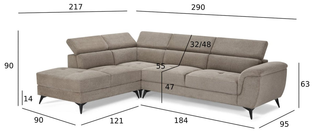 Betis L-Form Ecksofa Links - Stoffbezug Beige - FURNHOUSE