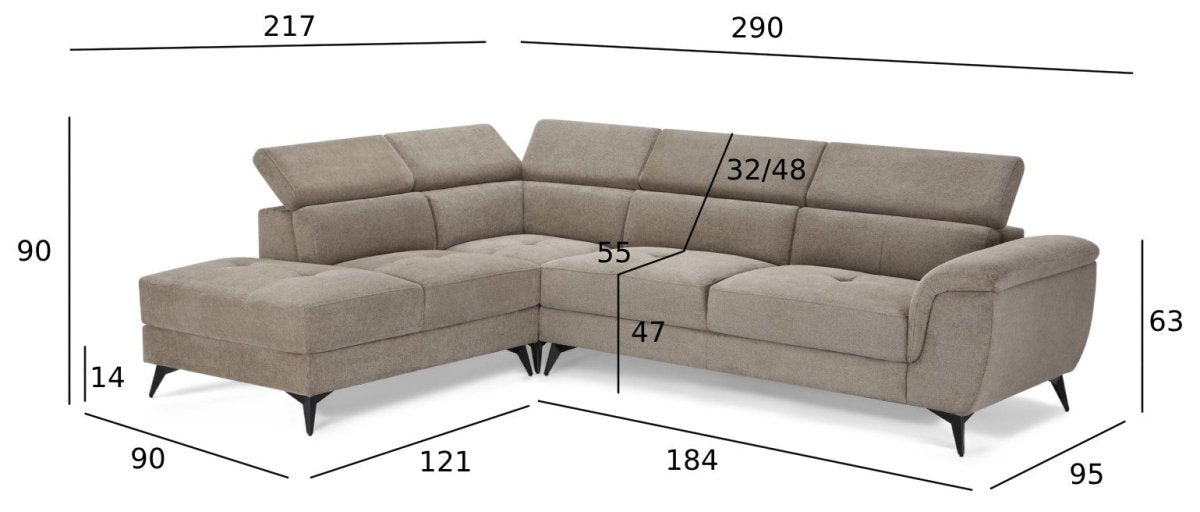 Betis L-Form Ecksofa Links - Stoffbezug Beige - FURNHOUSE