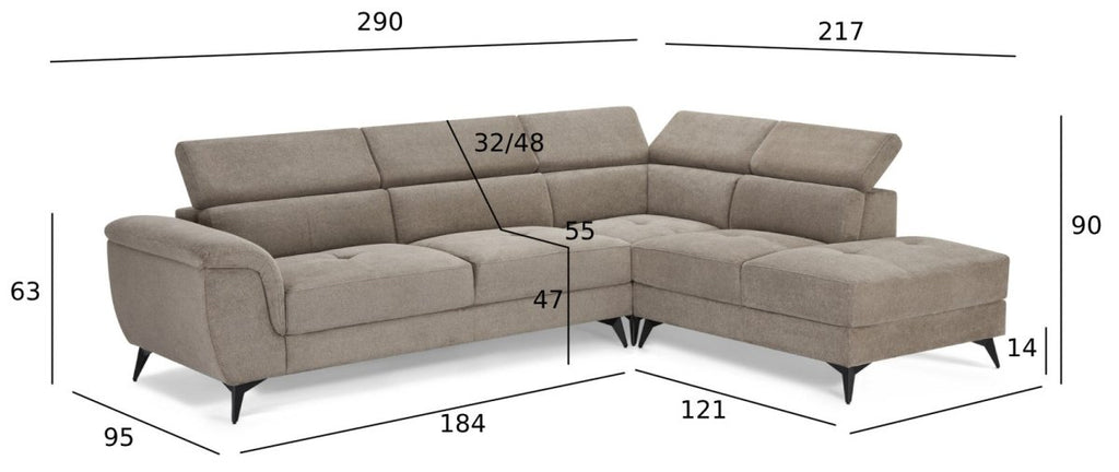 Betis L-Form Ecksofa Rechts - Stoffbezug Beige - FURNHOUSE