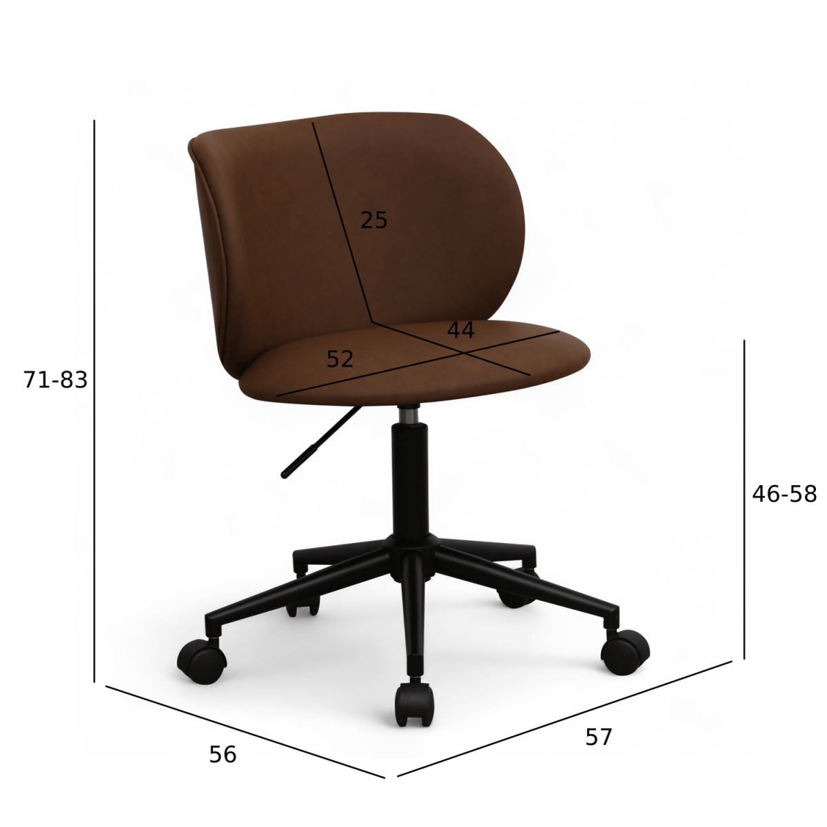 Bobo Bürostuhl - Kunstleder Dunkelbraun - FURNHOUSE