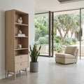 Bücherregal mit Schubladen - 60 cm breit - Eiche bianco - IBBE DESIGN - FURNHOUSE