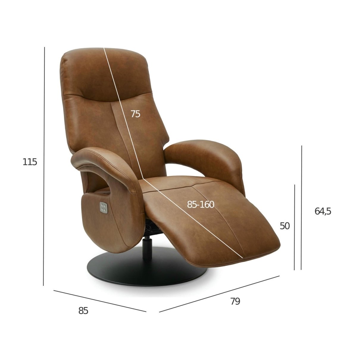 Bull Elektrischer Relaxsessel - Echtleder Cognac Braun - FURNHOUSE