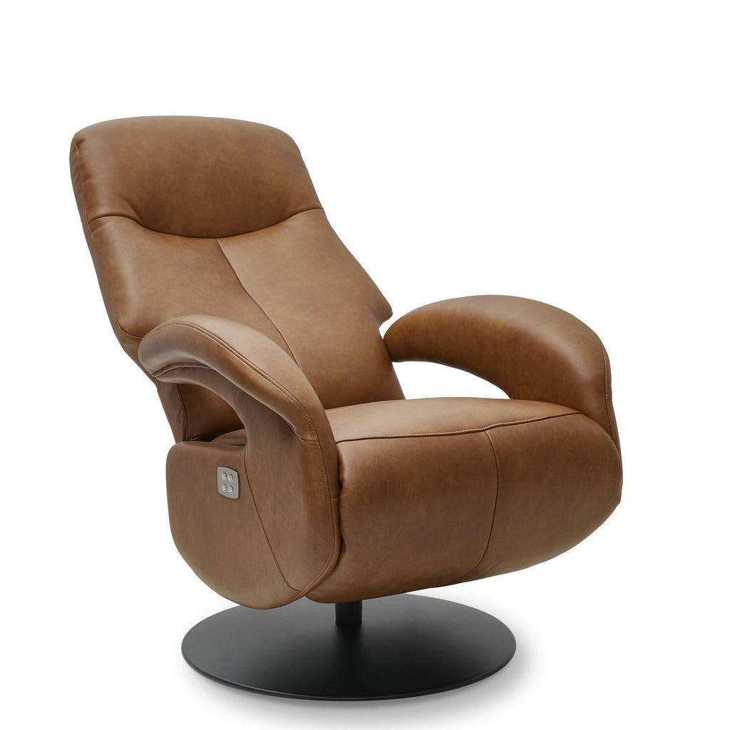 Bull Elektrischer Relaxsessel - Echtleder Cognac Braun - FURNHOUSE