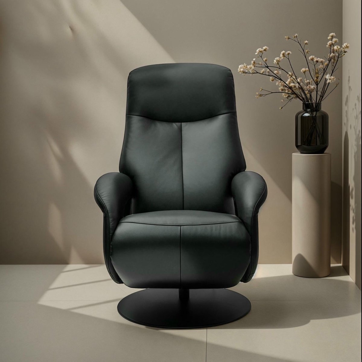 Bull Elektrischer Relaxsessel - Echtleder Schwarz - FURNHOUSE