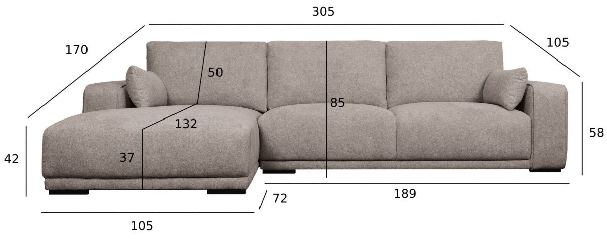 California L-Form Ecksofa Links - Stoffbezug Beige - FURNHOUSE