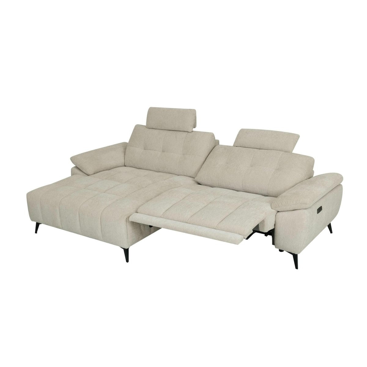 Colorado L-Form Ecksofa Links – mit Elektrische Relaxfunktion, USB - Stoffbezug Creme Weiß - FURNHOUSE