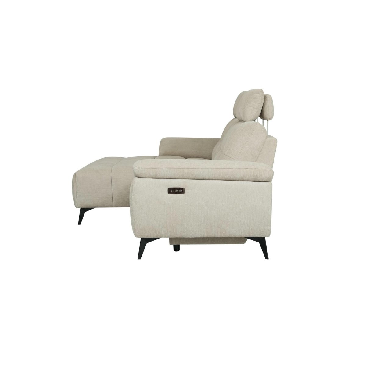 Colorado L-Form Ecksofa Links – mit Elektrische Relaxfunktion, USB - Stoffbezug Creme Weiß - FURNHOUSE