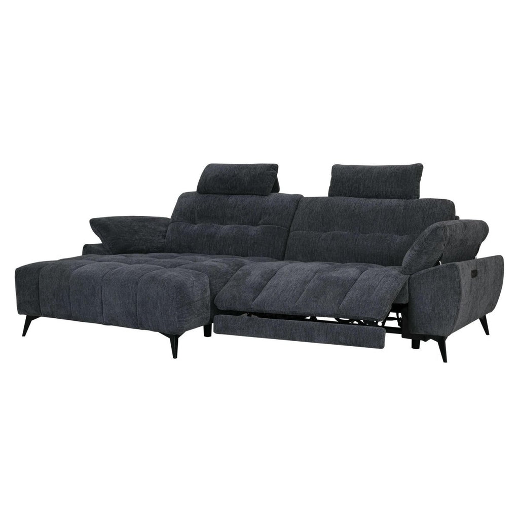 Colorado L-Form Ecksofa Links – mit Elektrische Relaxfunktion, USB - Stoffbezug Grau - FURNHOUSE