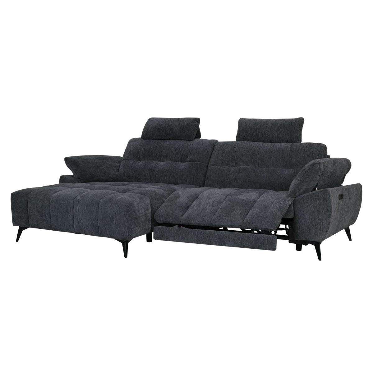 Colorado L-Form Ecksofa Links – mit Elektrische Relaxfunktion, USB - Stoffbezug Grau - FURNHOUSE